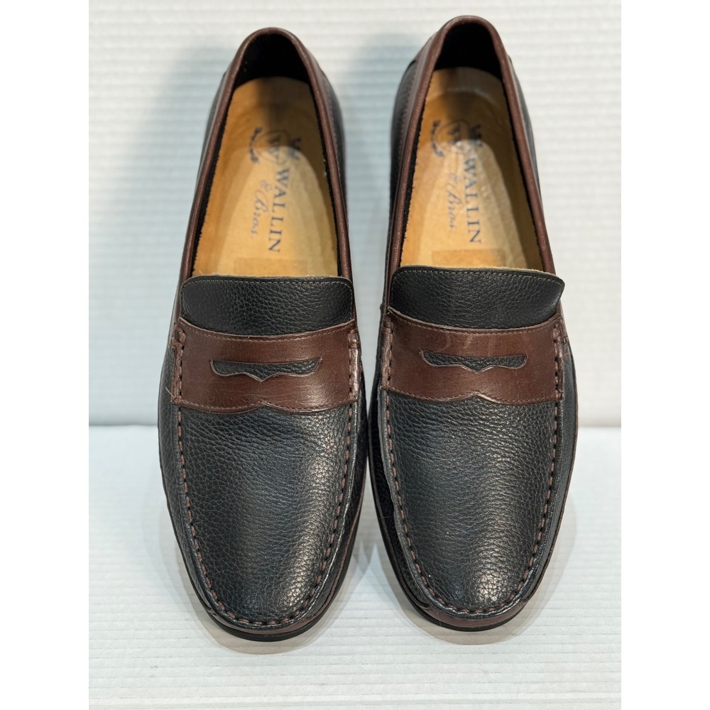 Wallin‎ & Bros Mens 10.5 M Brown Black Pebbled Leather Penny Driving Loafers